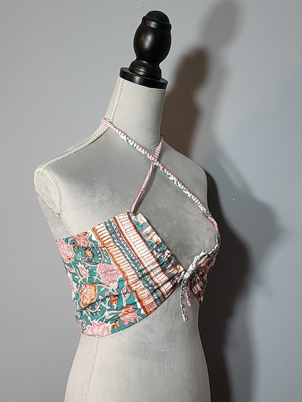 FP Intimately Floral Teal Versatile Tie Top Drawstring Pouch Wildflower Tag